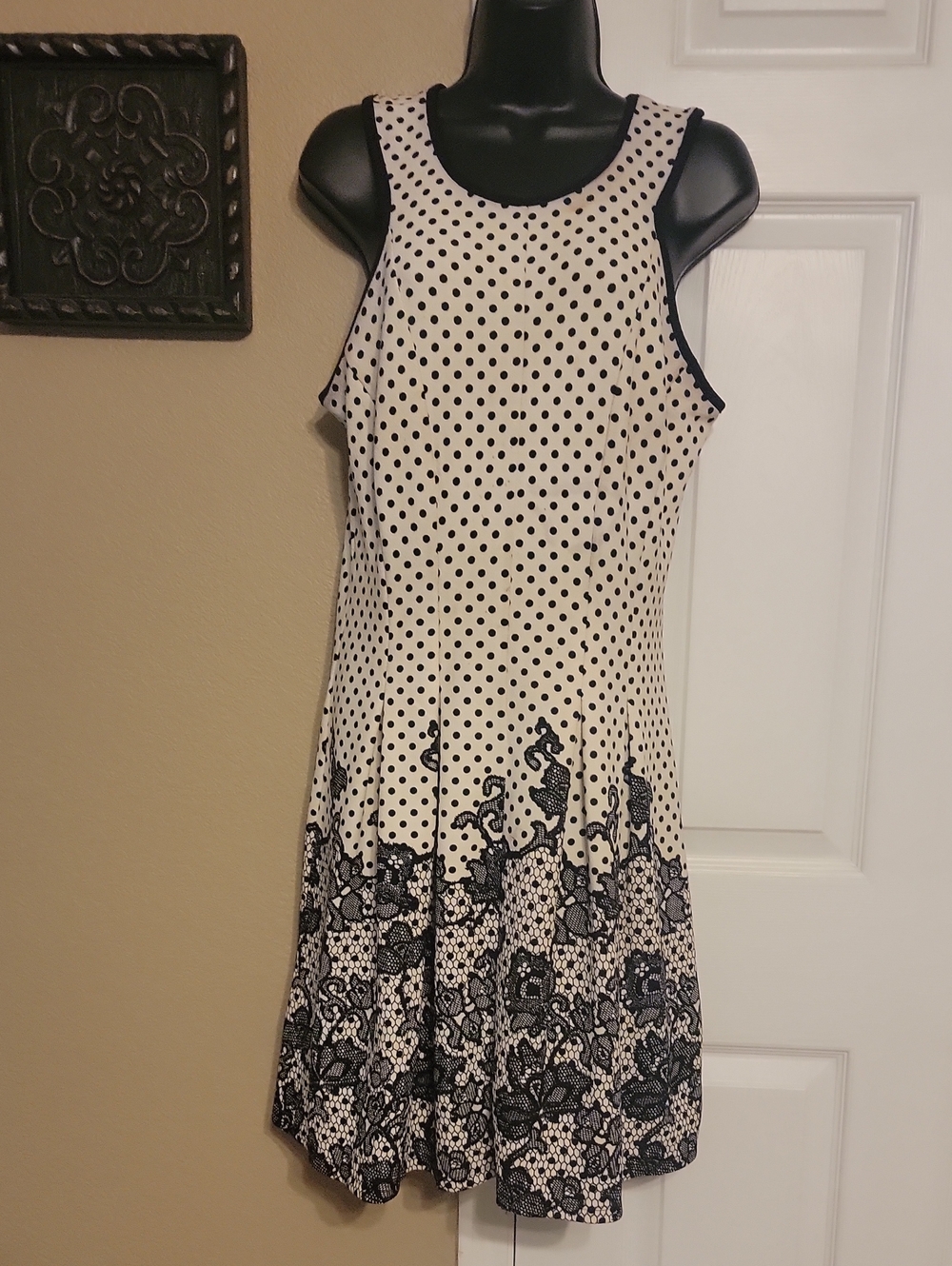 Sami & Jo Black and White Polka Dot Border Print Dress